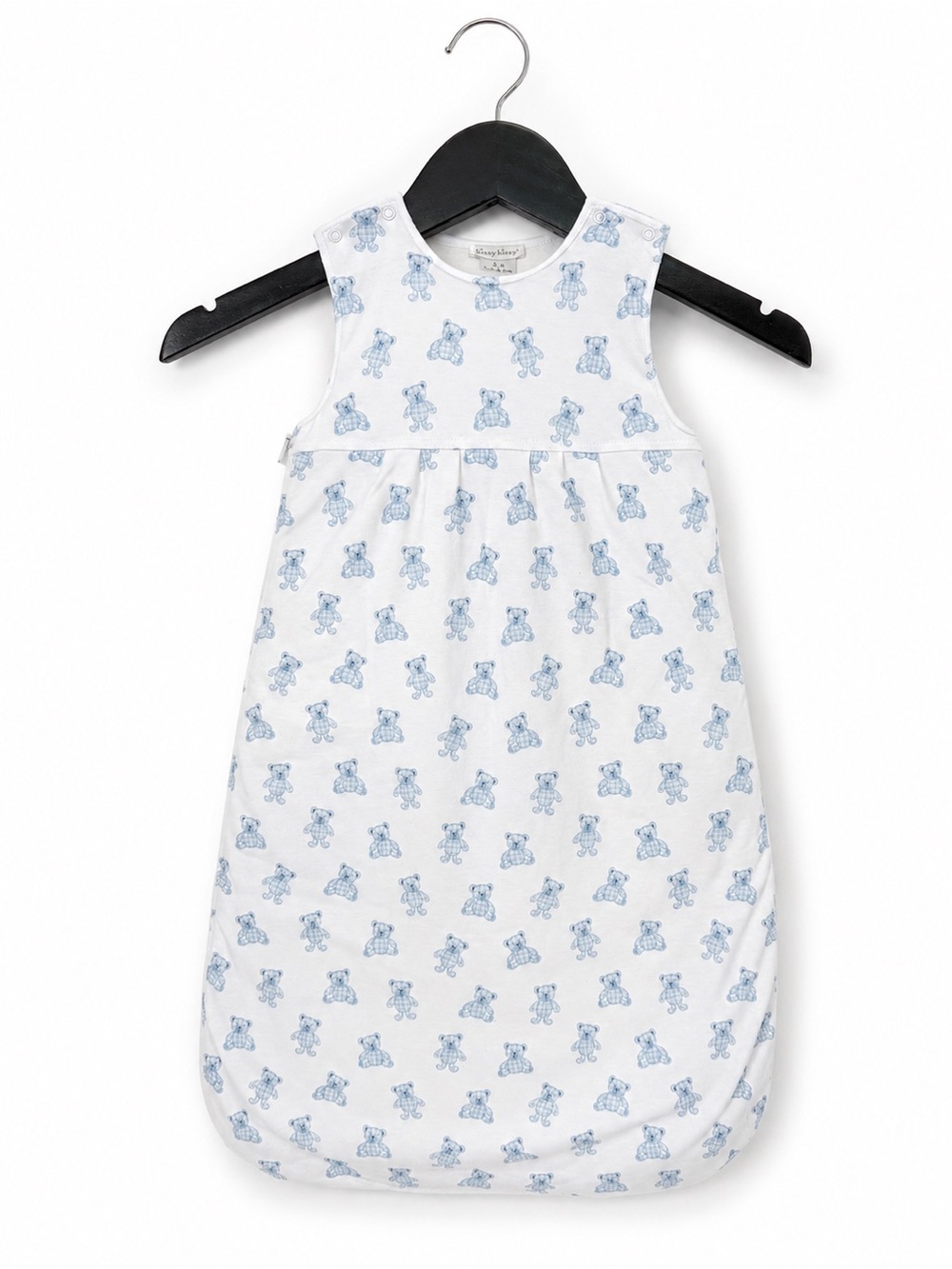 Kissy Kissy NEW Blue Teddy Bear Snuggle Bag 0-6M Pima Cotton Baby Boy Luxury